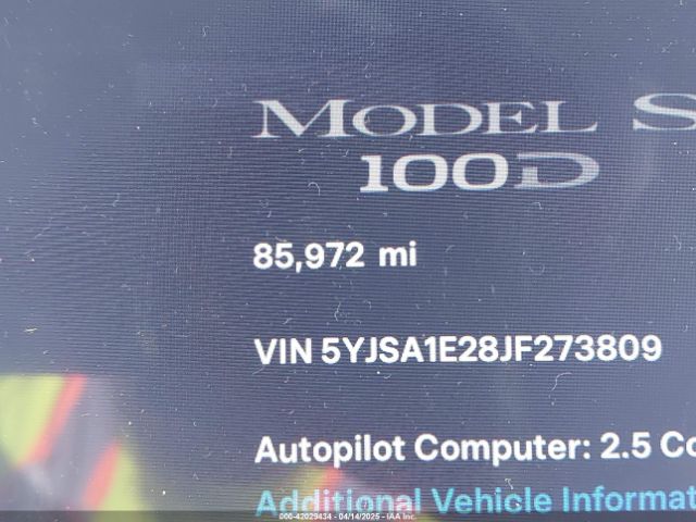 5YJSA1E28JF273809 Tesla Model S 100d/75d/p100d