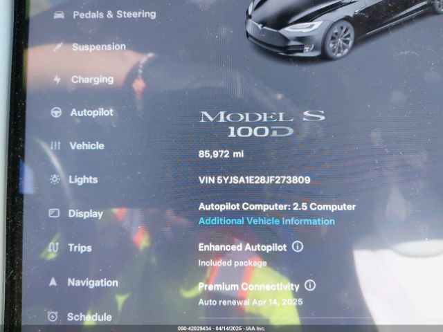 5YJSA1E28JF273809 Tesla Model S 100d/75d/p100d