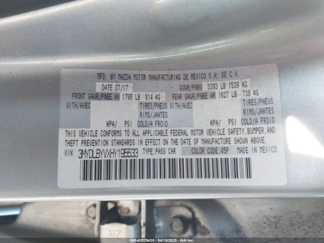 3MYDLBYVXHY195533 Toyota YARIS IA