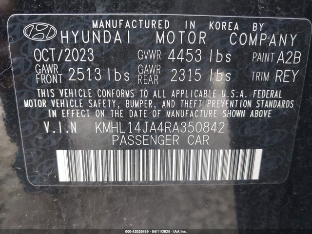 KMHL14JA4RA350842 Hyundai SONATA SEL