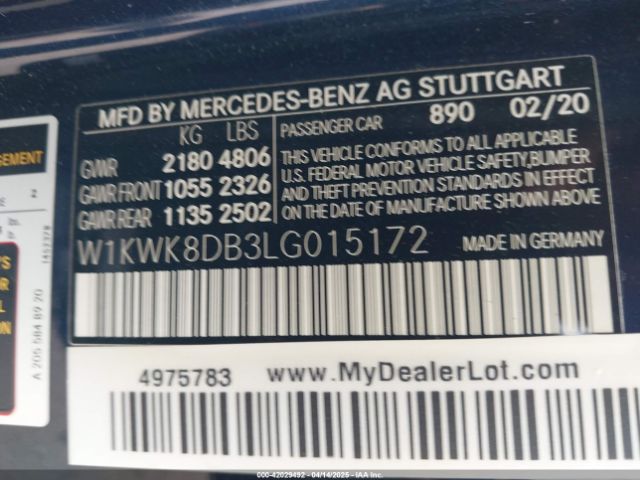 W1KWK8DB3LG015172 Mercedes-Benz C 300