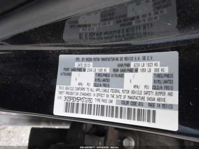 3MZBPBDM5PM372760 Mazda Mazda3 2.5 S Premium