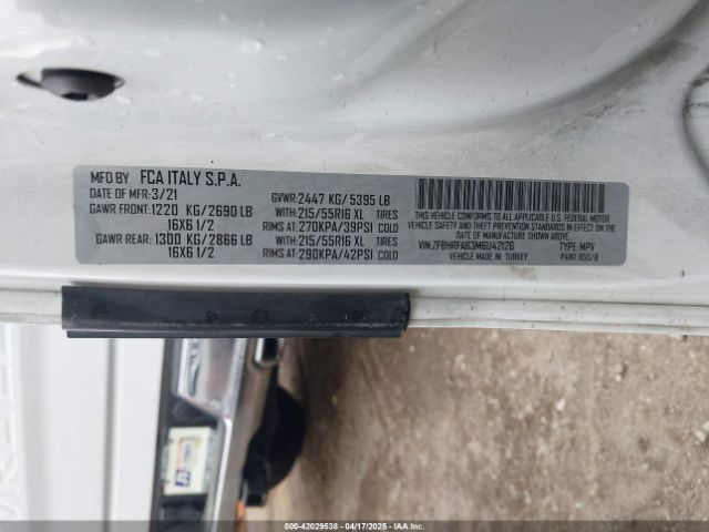 ZFBHRFAB3M6U42126 RAM Promaster City Tradesman
