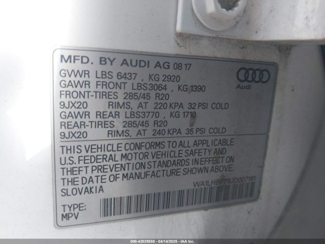 WA1LHBF78JD007191 Audi Q7 2.0t Premium