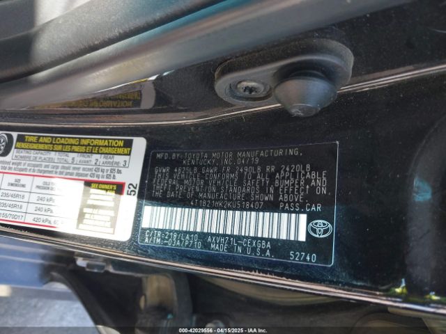 4T1B21HK2KU518407 Toyota Camry Hybrid Xle