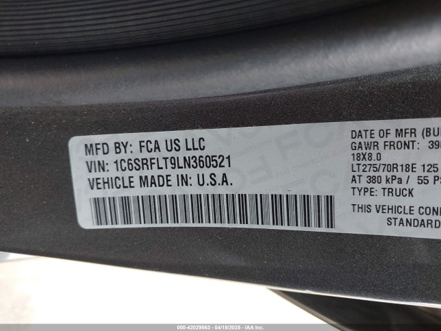 RAM 1500 2020 1C6SRFLT9LN360521 Image 9