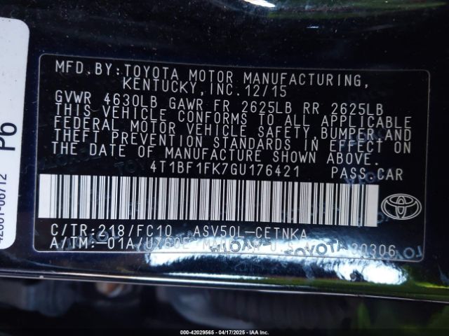 4T1BF1FK7GU176421 Toyota CAMRY LE
