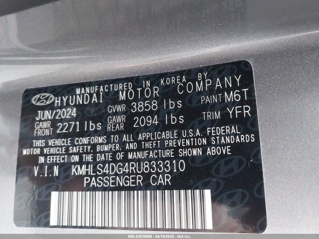 KMHLS4DG4RU833310 Hyundai ELANTRA SEL