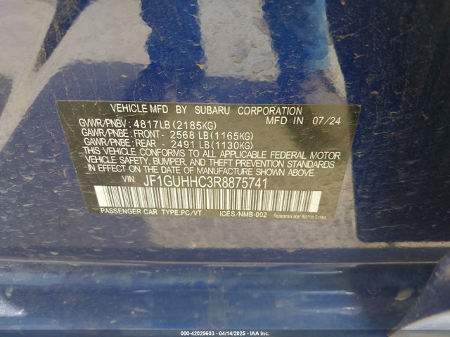 Продажа на аукционе авто 2024 Subaru Impreza Rs 5-door, vin: JF1GUHHC3R8875741, номер лота: 42029603