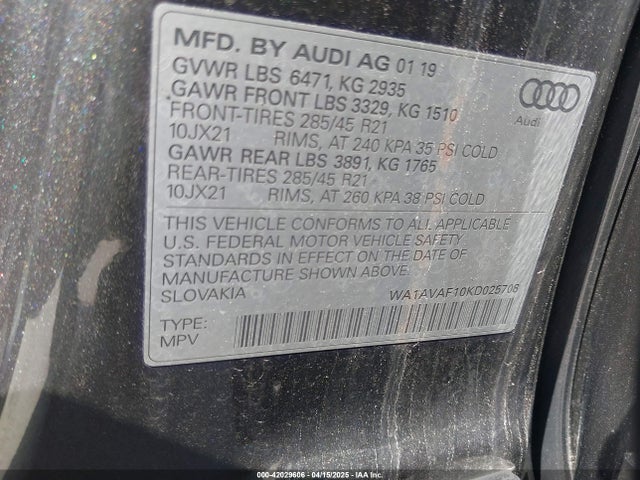 2019 AUDI Q8 WA1AVAF10KD025708 Photo 8