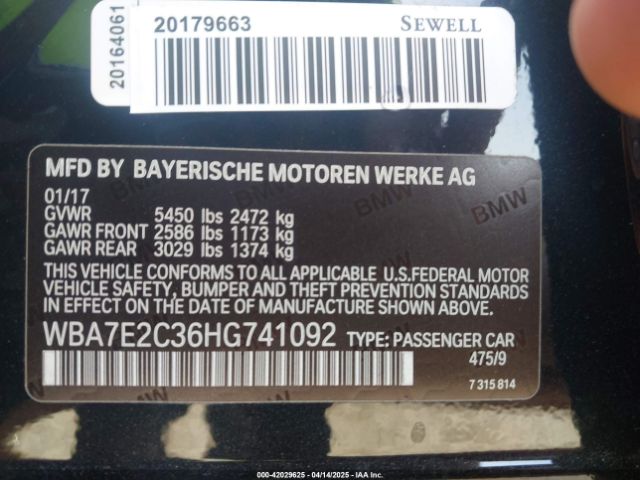 WBA7E2C36HG741092 BMW 740I