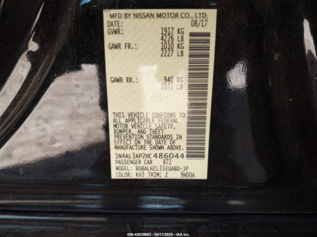 1N4AL3AP2HC486044 Nissan Altima 2.5 Sr