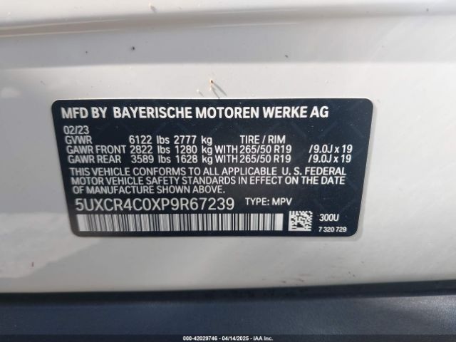5UXCR4C0XP9R67239 BMW X5 Sdrive40i