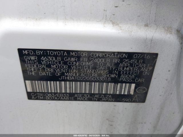 JTHBA1D22G5033018 Lexus IS 200T