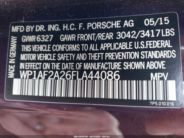 WP1AF2A26FLA44086 Porsche Cayenne Diesel