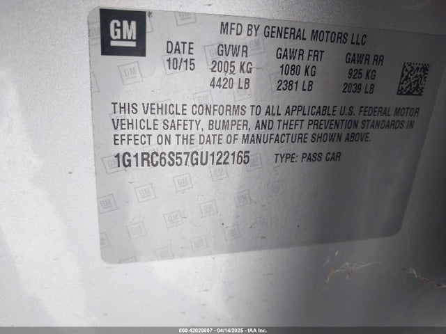 1G1RC6S57GU122165 Chevrolet VOLT LT