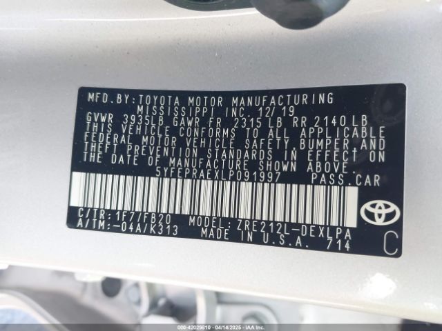 5YFEPRAEXLP091997 Toyota COROLLA LE