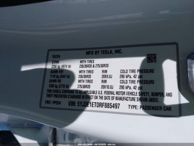 5YJ3E1ET0RF885497 Tesla Model 3 Performance All-wheel Drive