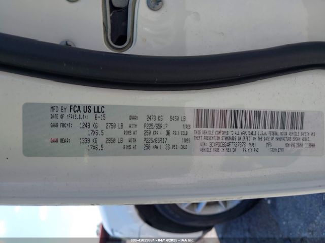 3C4PDCBG4FT727376 Dodge Journey Sxt