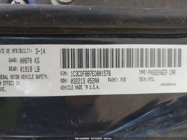 1C3CDFBB7ED801578 Dodge DART SXT