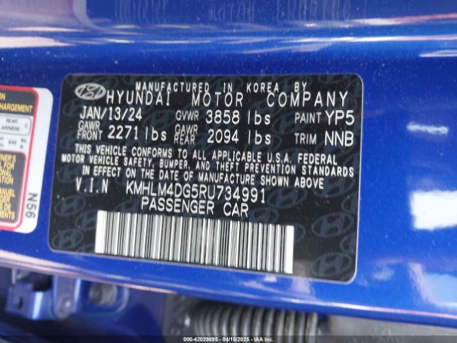 KMHLM4DG5RU734991 Hyundai ELANTRA SEL