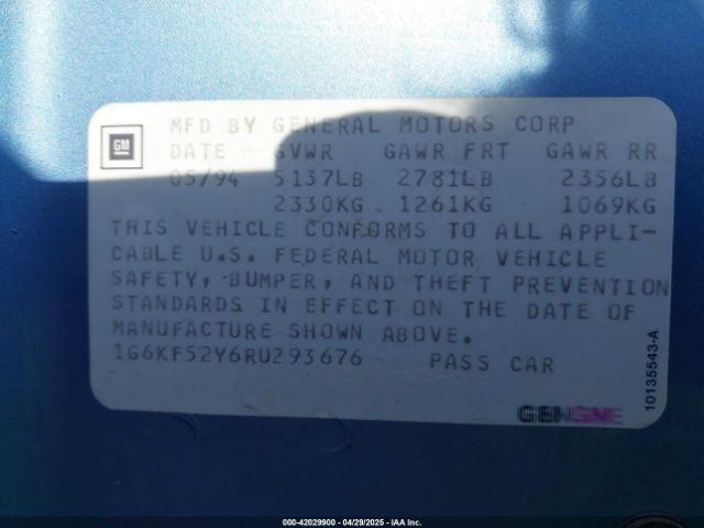 1994 CADILLAC DEVILLE 1G6KF52Y6RU293676 Photo 8