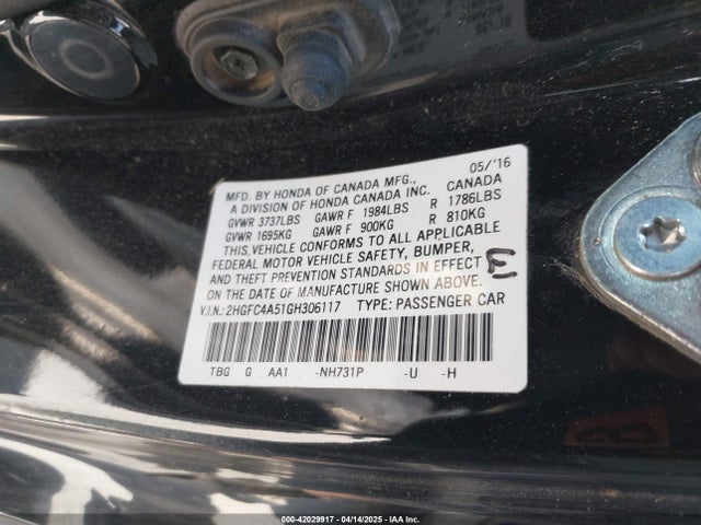 2HGFC4A51GH306117 Honda Civic Lx
