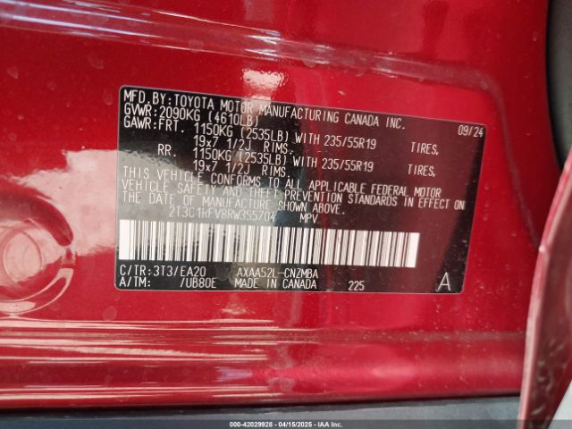 2T3C1RFV8RW355704 Toyota Rav4 Xle Premium