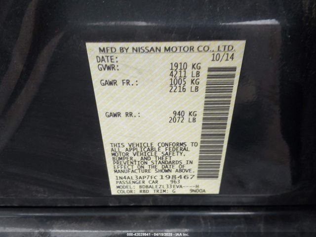 1N4AL3AP7FC198467 Nissan Altima 2.5 S
