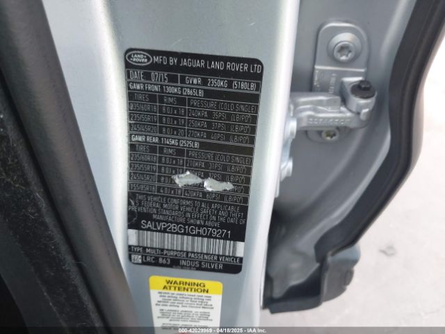 SALVP2BG1GH079271 Land Rover Range Rover Evoque Se/se Premium