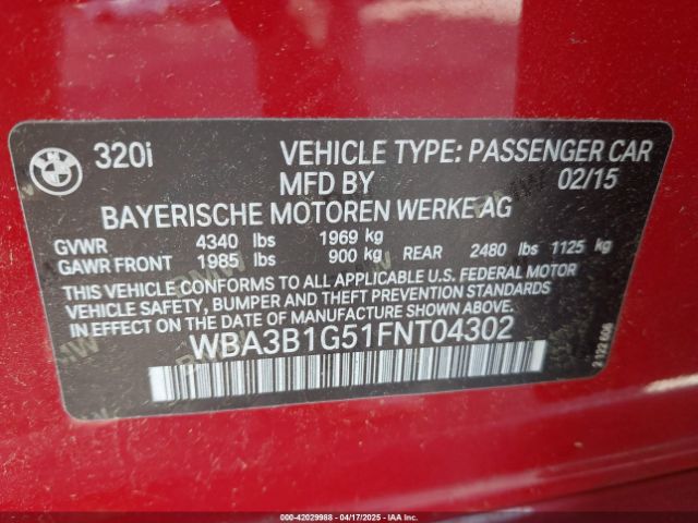 WBA3B1G51FNT04302 BMW 320i