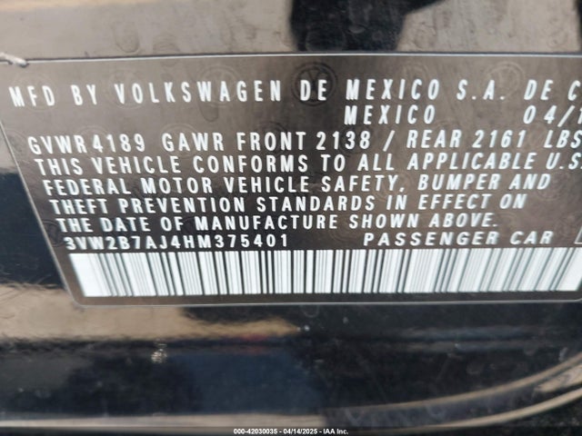 3VW2B7AJ4HM375401 Volkswagen Jetta 1.4t S