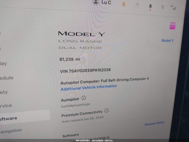 7SAYGDEE8PA152338 Tesla Model Y Awd/long Range Dual Motor All-wheel Drive