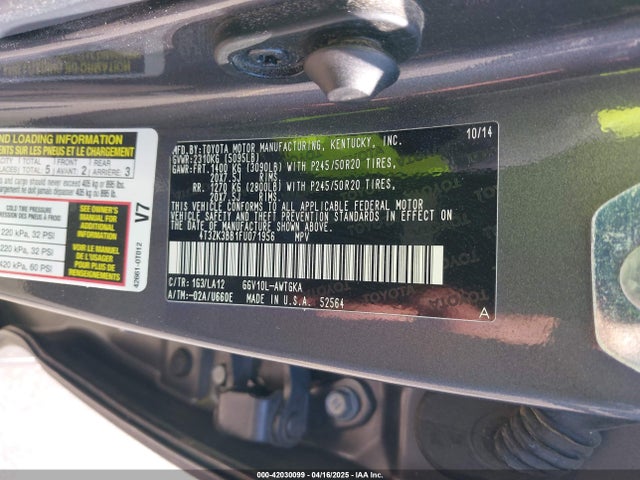4T3ZK3BB1FU071956 Toyota Venza Xle V6