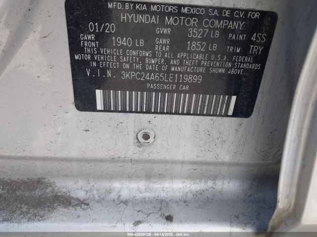 2020 HYUNDAI ACCENT 3KPC24A65LE119899 Photo 8