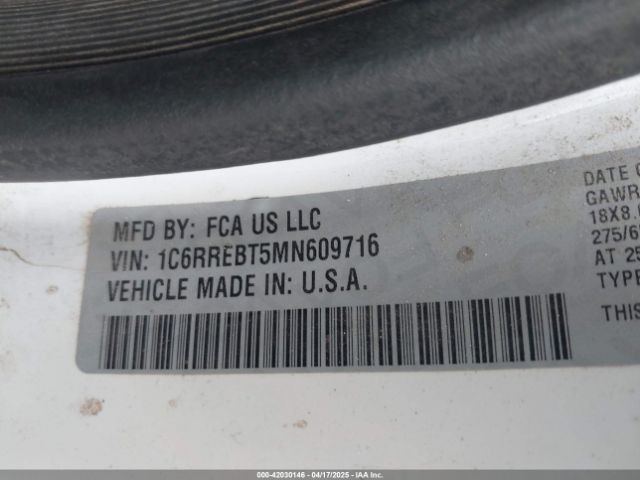 1C6RREBT5MN609716 RAM 1500 Big Horn  4x2 6'4 Box