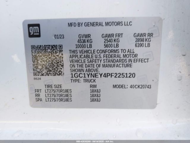 1GC1YNEY4PF225120 Chevrolet Silverado 2500hd 4wd  Standard Bed Lt