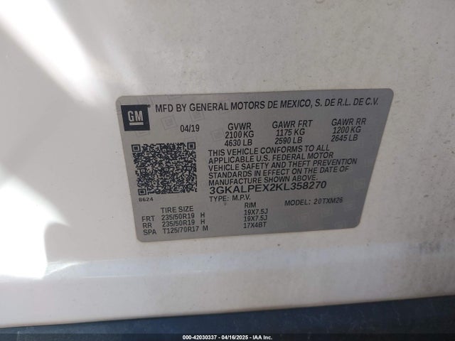 3GKALPEX2KL358270 GMC Terrain Slt