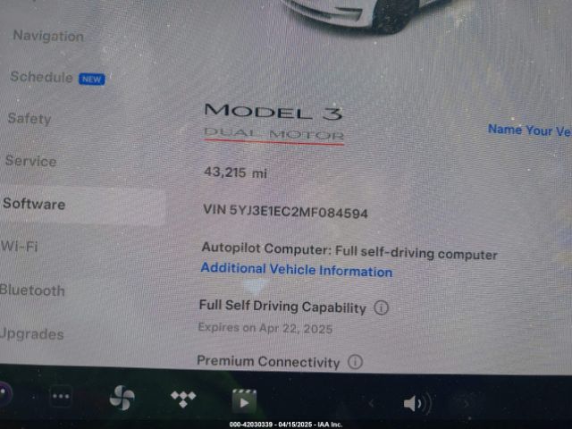 5YJ3E1EC2MF084594 Tesla Model 3 Performance Dual Motor All-wheel Drive