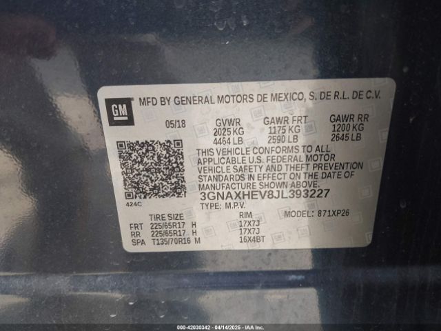 3GNAXHEV8JL393227 Chevrolet EQUINOX LS