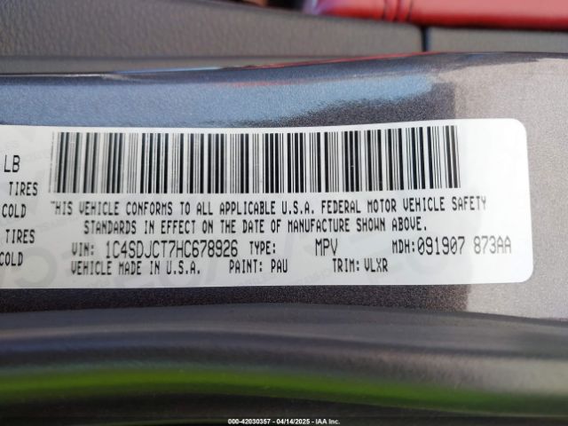 1C4SDJCT7HC678926 Dodge Durango R/t Awd