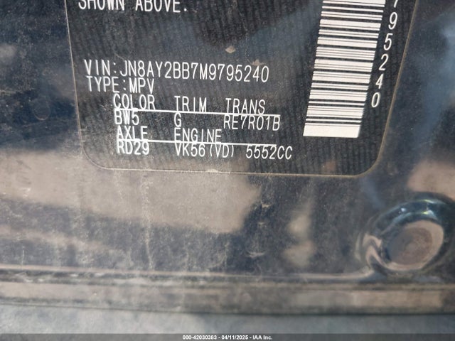 JN8AY2BB7M9795240 Nissan Armada Sl 4wd