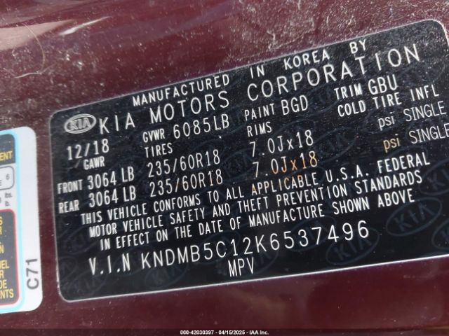 KNDMB5C12K6537496 KIA SEDONA EX