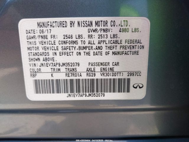 JN1EV7AP9JM352079 Infiniti Q50 3.0t Luxe