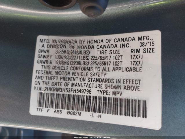 2HKRM3H53FH549796 Honda CR-V EX