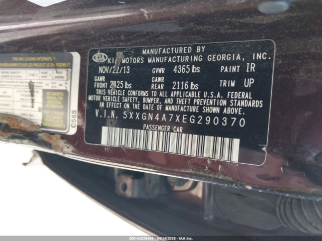 5XXGN4A7XEG290370 KIA OPTIMA EX