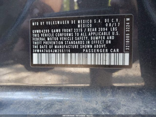 3VW447AU4JM255116 Volkswagen Golf Gti 2.0t Autobahn/2.0t S/2.0t Se