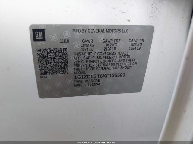 1G1ZD5ST6KF136593 Chevrolet MALIBU LT