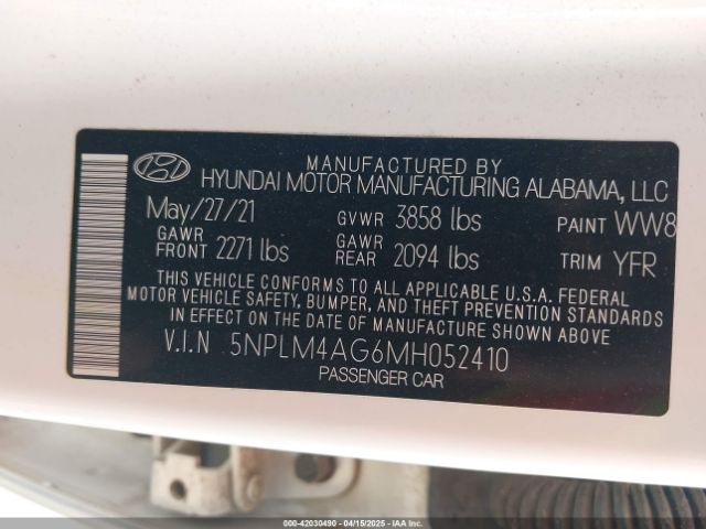 2021 HYUNDAI ELANTRA 5NPLM4AG6MH052410 Photo 8