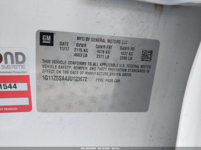 1G11Z5SA4JU123672 Chevrolet IMPALA LS